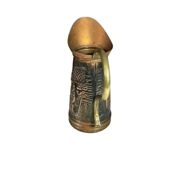 Vintage Embossed BRASS Copper Decorative Pitcher - Picture 3 of 15